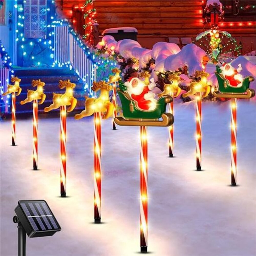 Solar Christmas Pathway Lights Decor, Set of 5 Packs Santa Claus and Reindeer - Picture 8 of 8